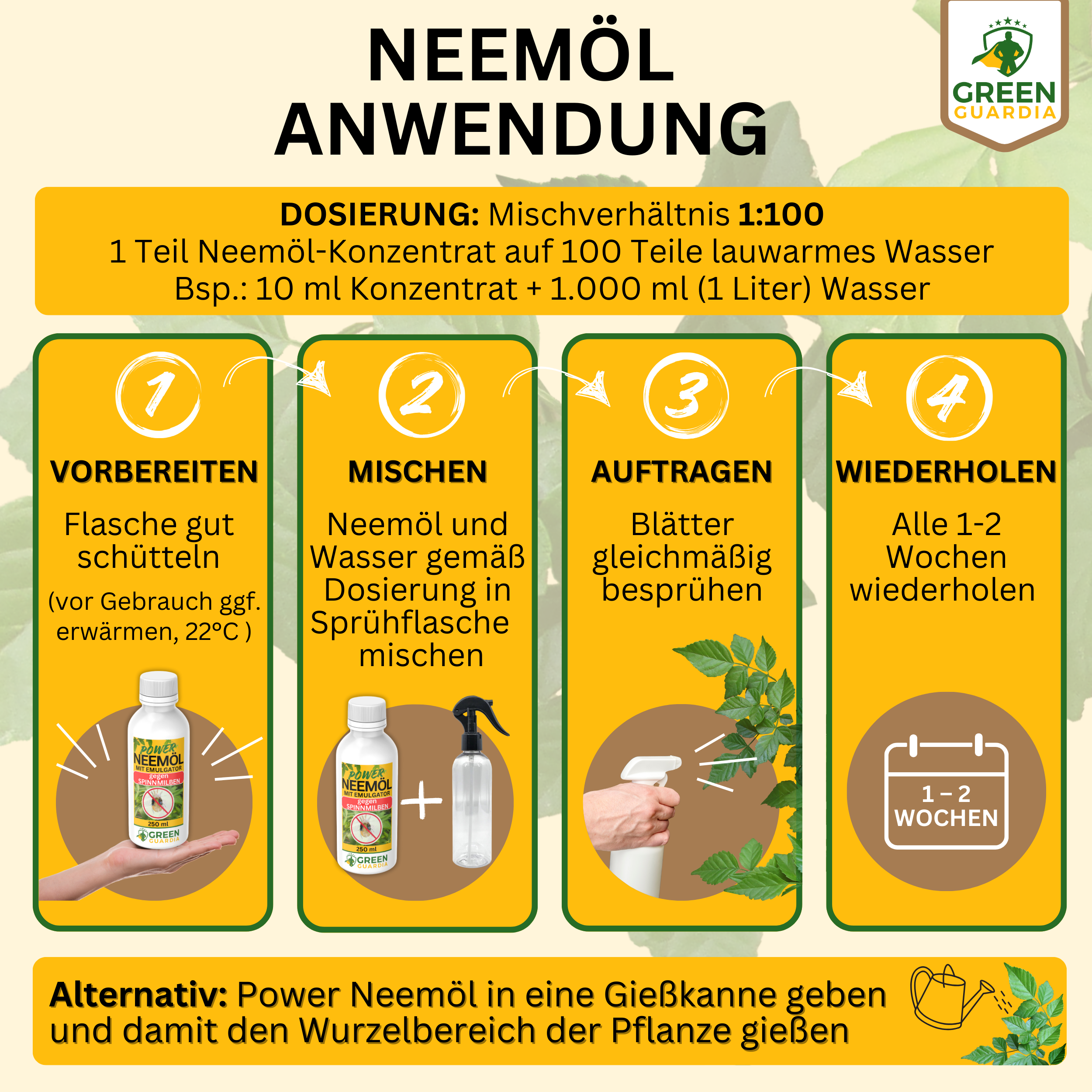 Huile de Neem puissante contre les tétranyques