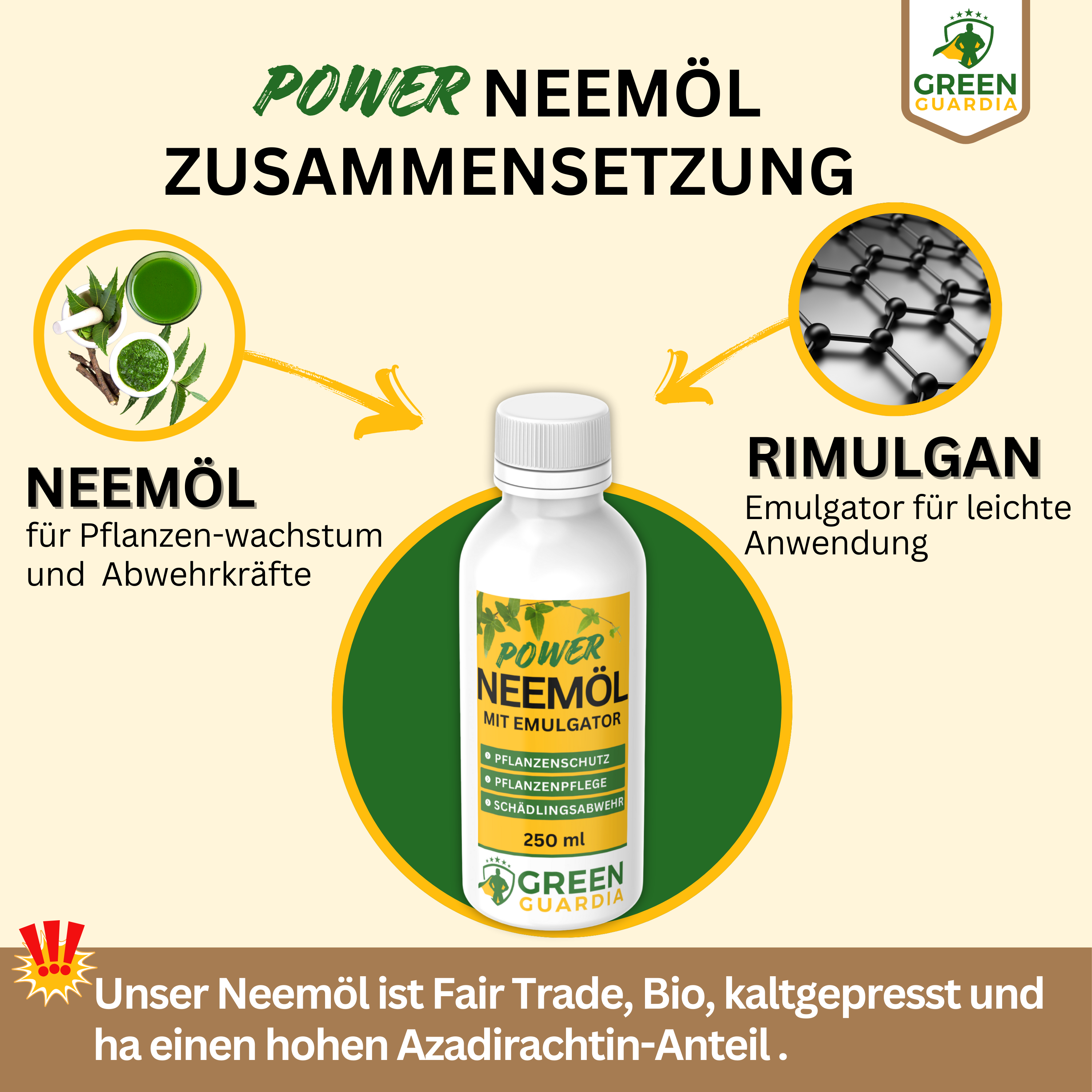 Huile de Neem puissante avec émulsifiant pour plantes d'intérieur et de jardin