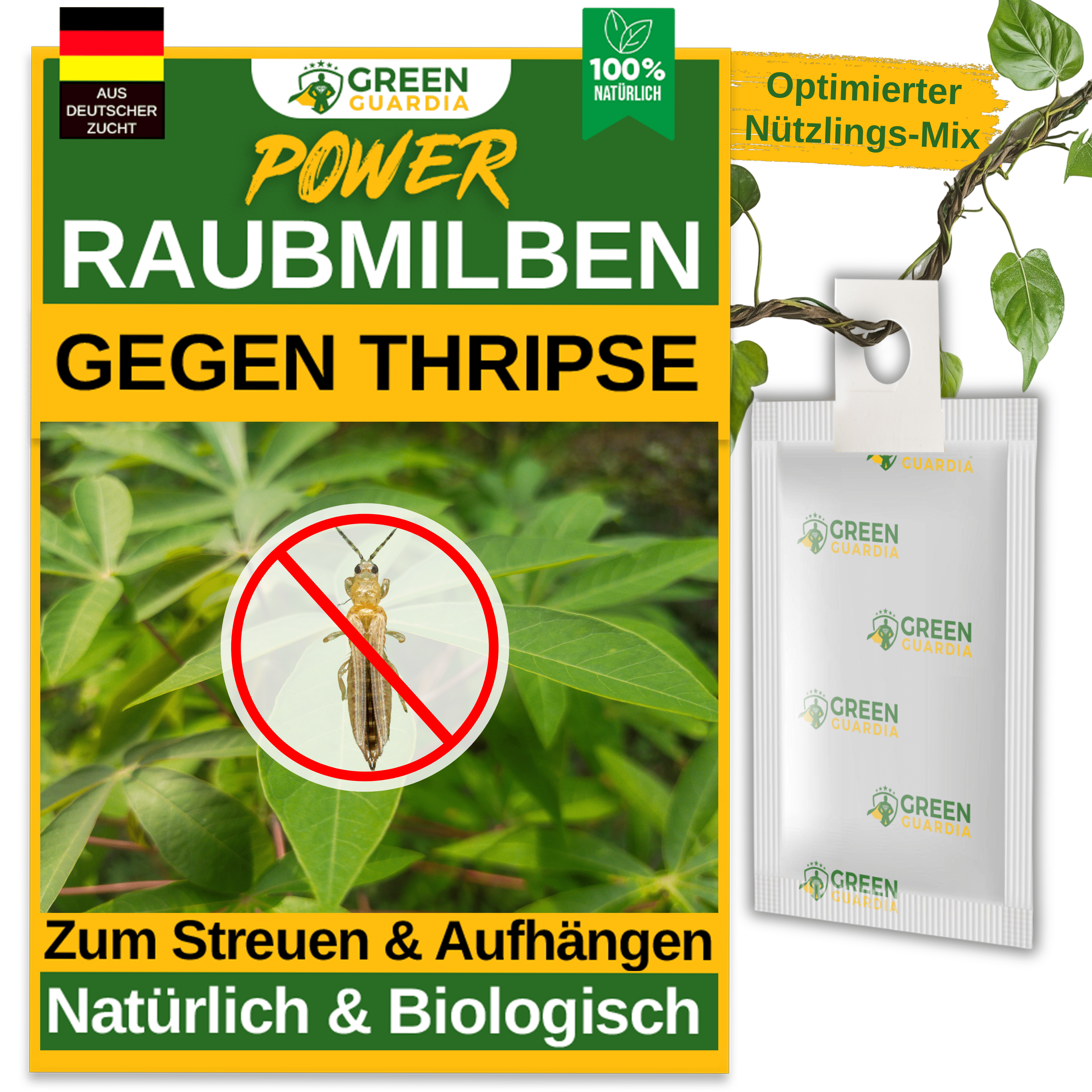 Raubmilben gegen Thripse zum Aufhängen oder Streuen - Green Guardia - Ihr Experte für Schädlinge und Pflanzen
