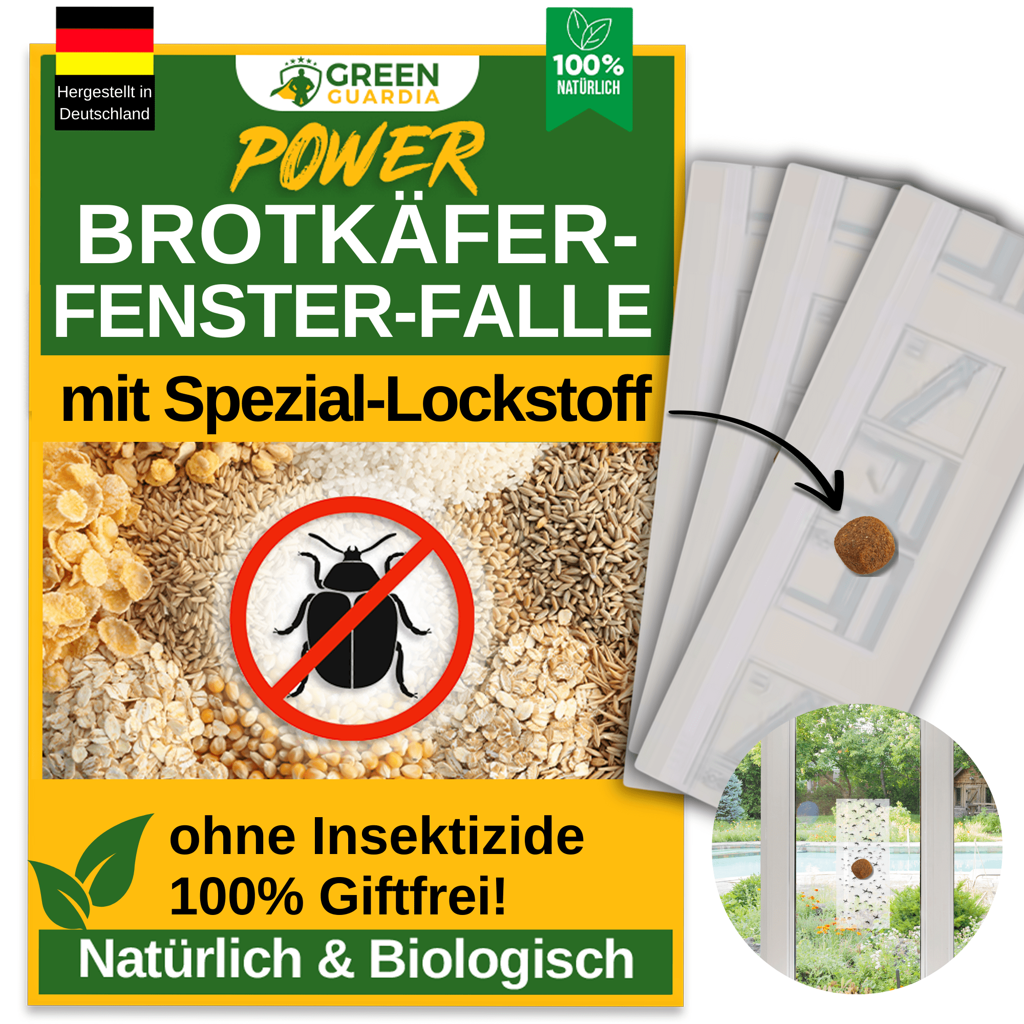 Brotkäfer Fenster - Falle mit Spezial - Lockstoff - Green Guardia - Ihr Experte für Schädlinge und Pflanzen