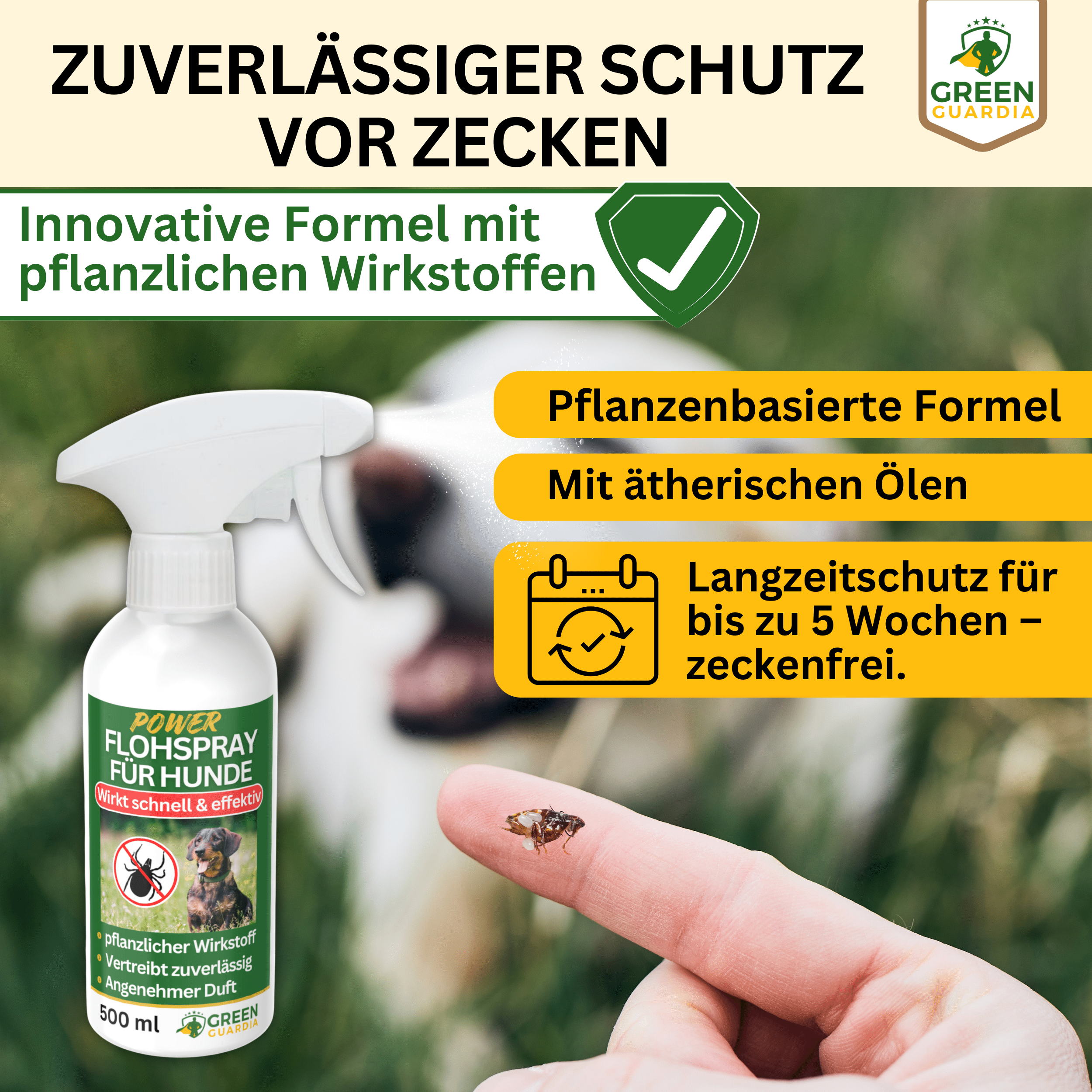 Flöhe Abwehrspray Power - Konzentrat für Hunde - Green Guardia - Ihr Experte für Schädlinge und Pflanzen