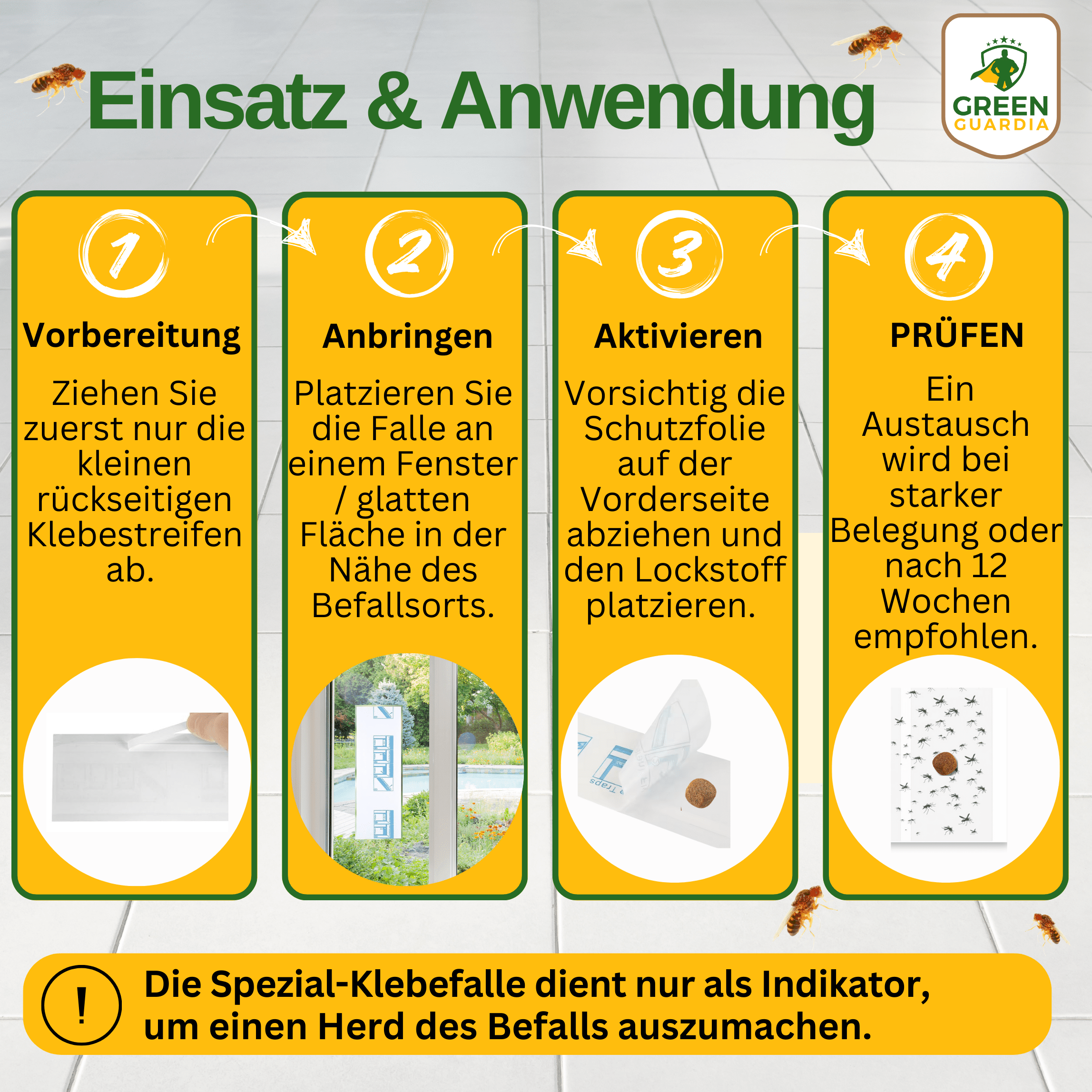 Fruchtfliegen Fenster-Falle mit Spezial - Lockstoff - Green Guardia - Ihr Experte für Schädlinge und Pflanzen