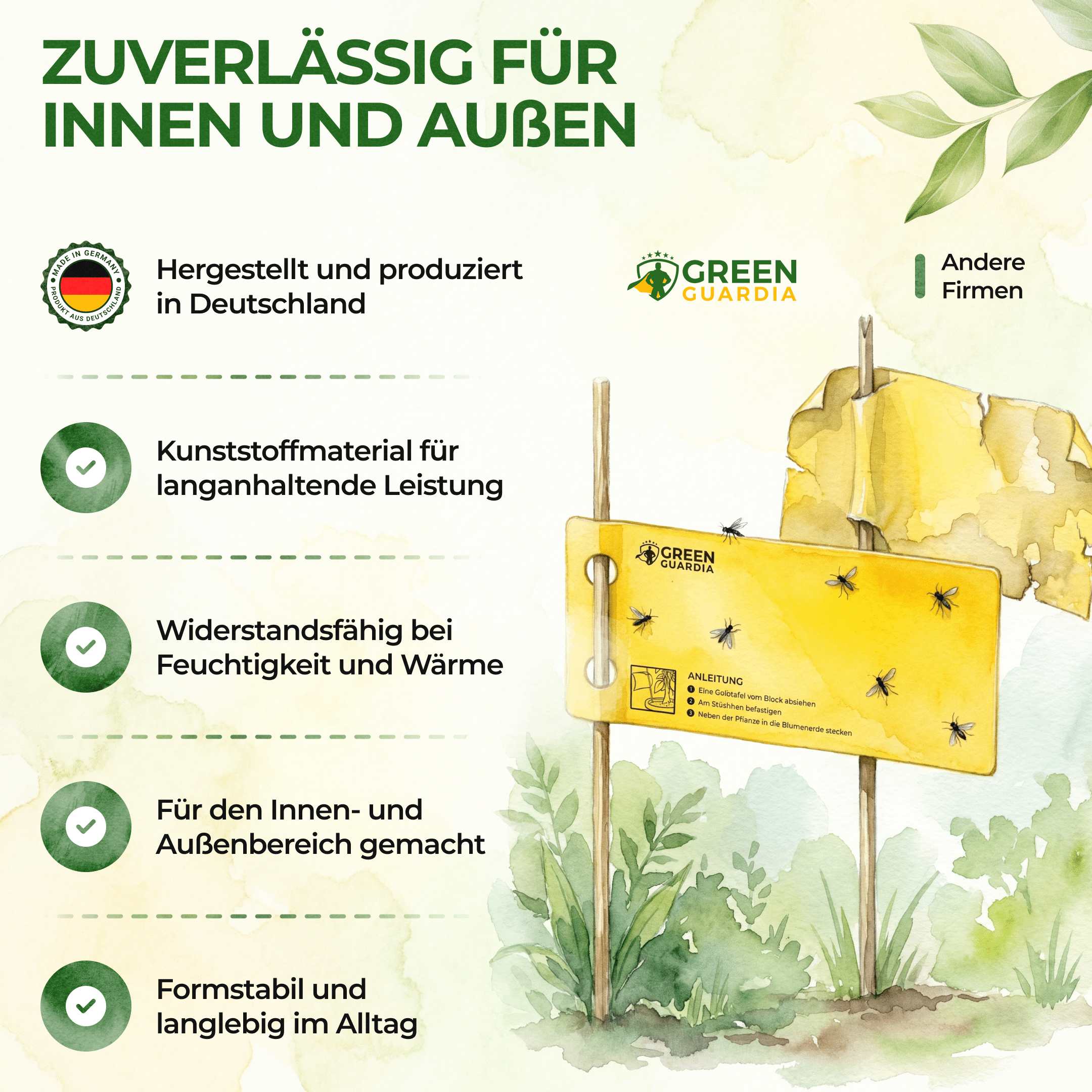 Gelbsticker (10x Stück inkl. Bambusstäbchen) - Green Guardia - Ihr Experte für Schädlinge und Pflanzen