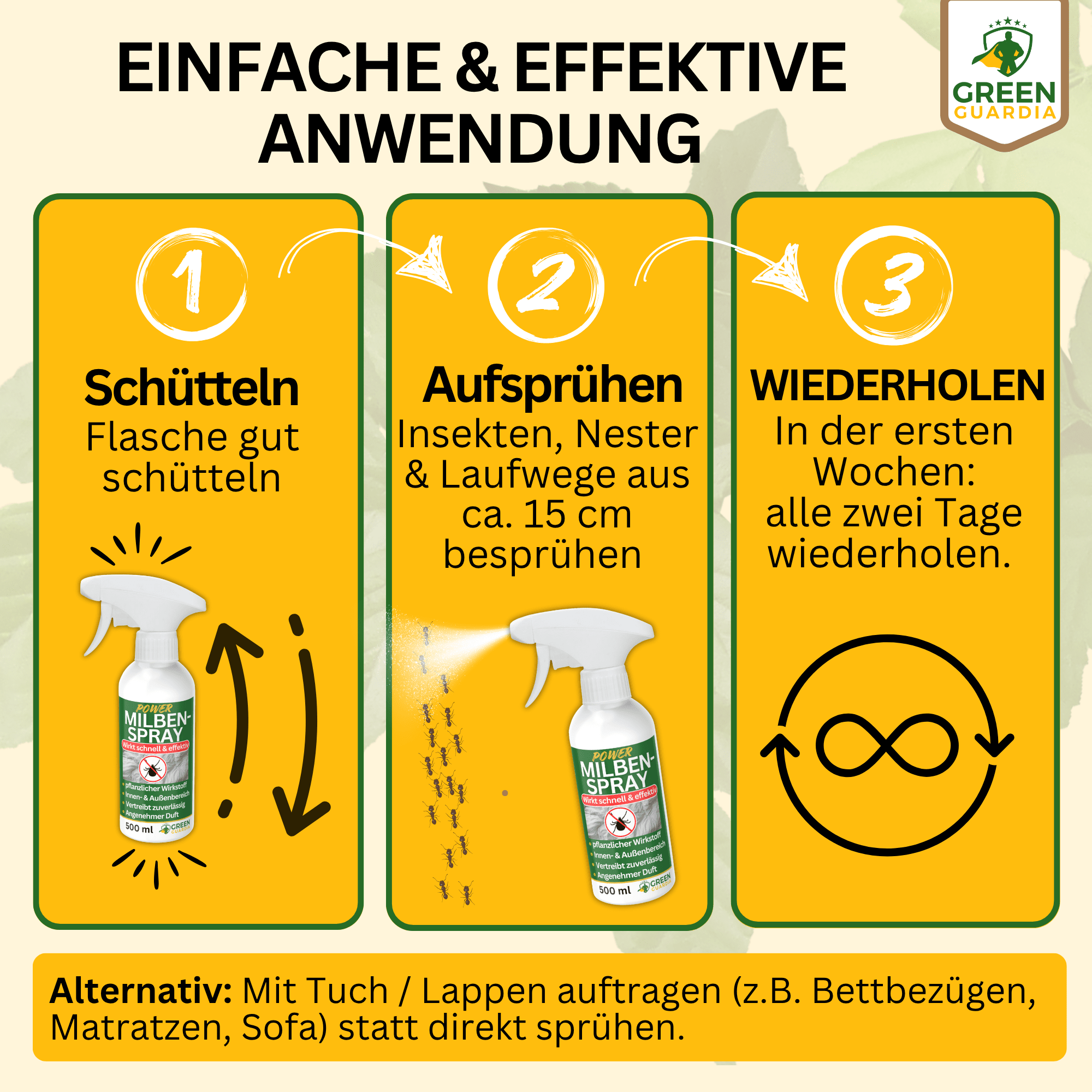 Milben - Abwehrspray Power - Konzentrat - Green Guardia - Ihr Experte für Schädlinge und Pflanzen