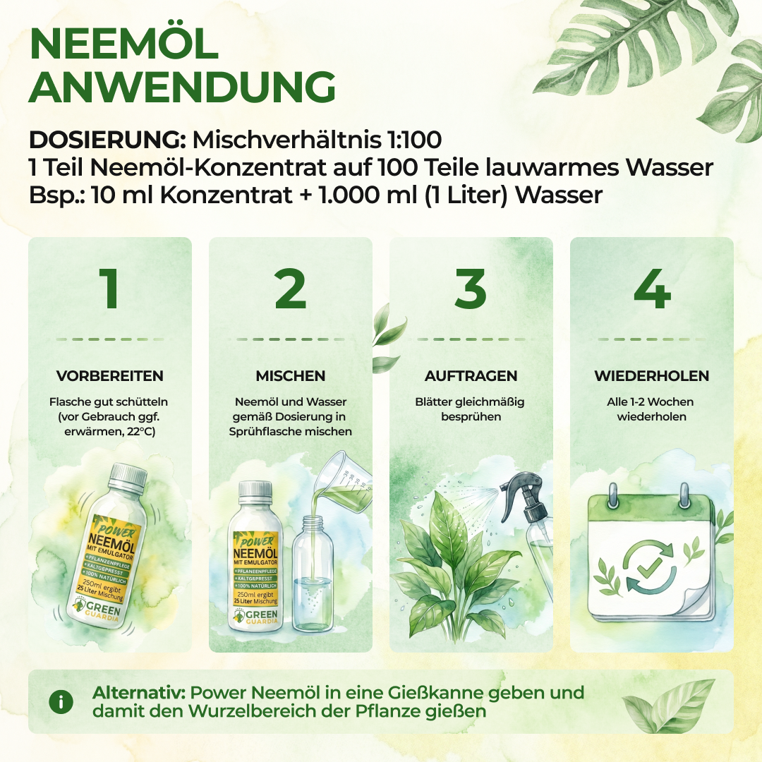 Neem oil with emulsifier for plant care