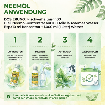 Aceite de Neem con emulsionante para plantas de interior y jardín