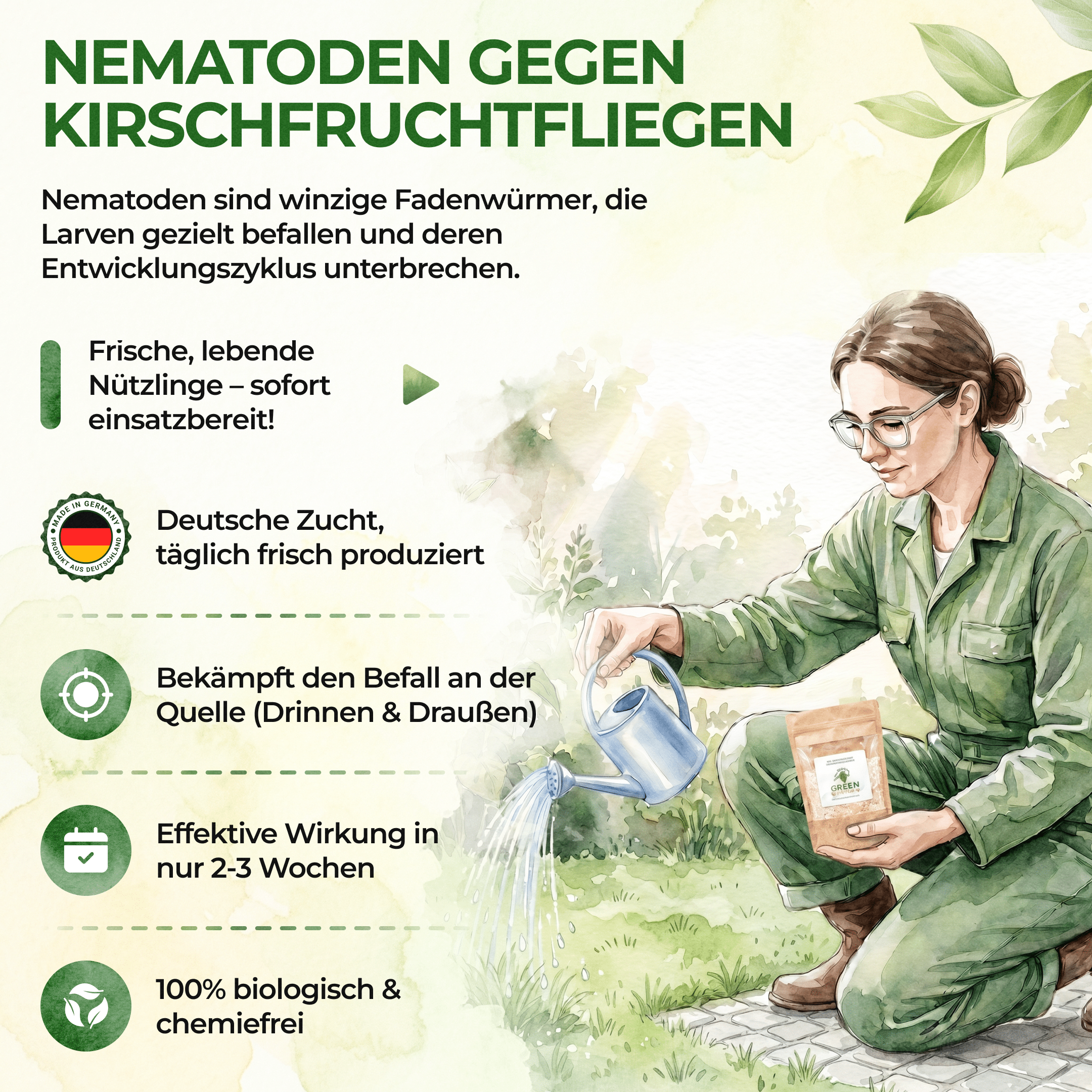 Nematoden gegen Kirschfruchtfliegen - Green Guardia - Ihr Experte für Schädlinge und Pflanzen