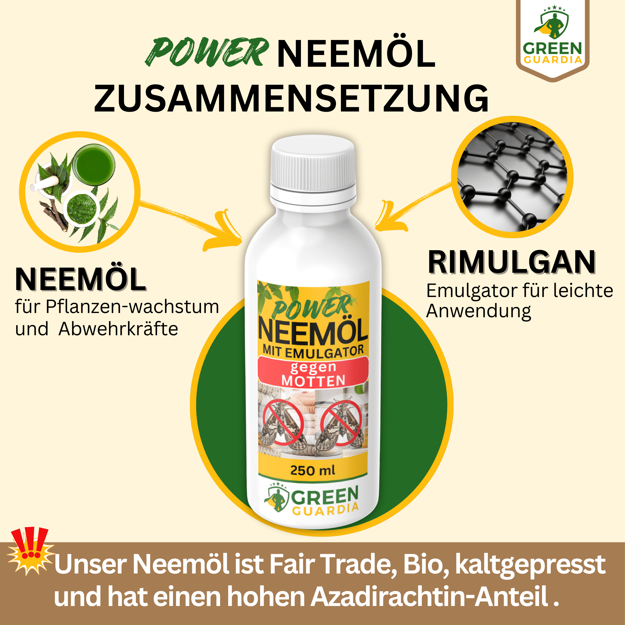 Power Neemöl gegen Lebens - & Kleidermotten - Green Guardia - Ihr Experte für Schädlinge und Pflanzen