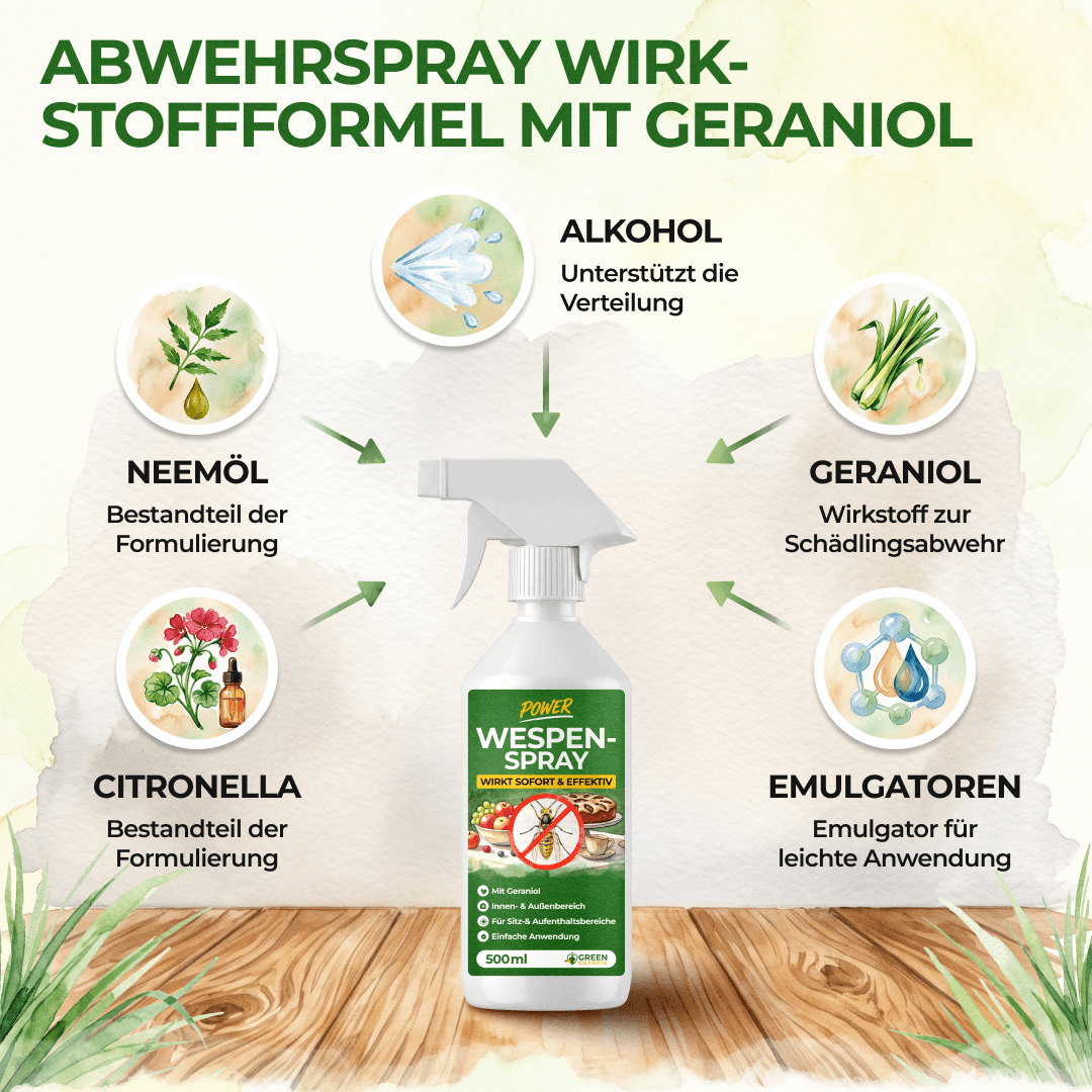 Wespen-Abwehrspray Power-Konzentrat - 500ml - Green Guardia - Ihr Experte für Schädlinge und Pflanzen