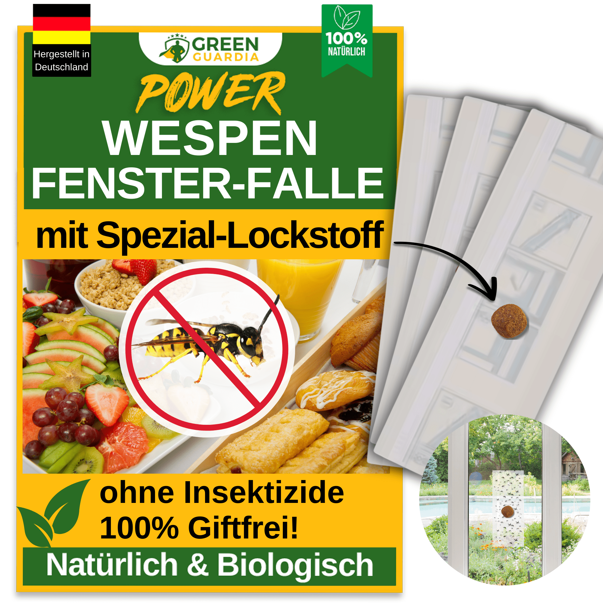 Wespen Fenster - Falle mit Spezial - Lockstoff - Green Guardia - Ihr Experte für Schädlinge und Pflanzen