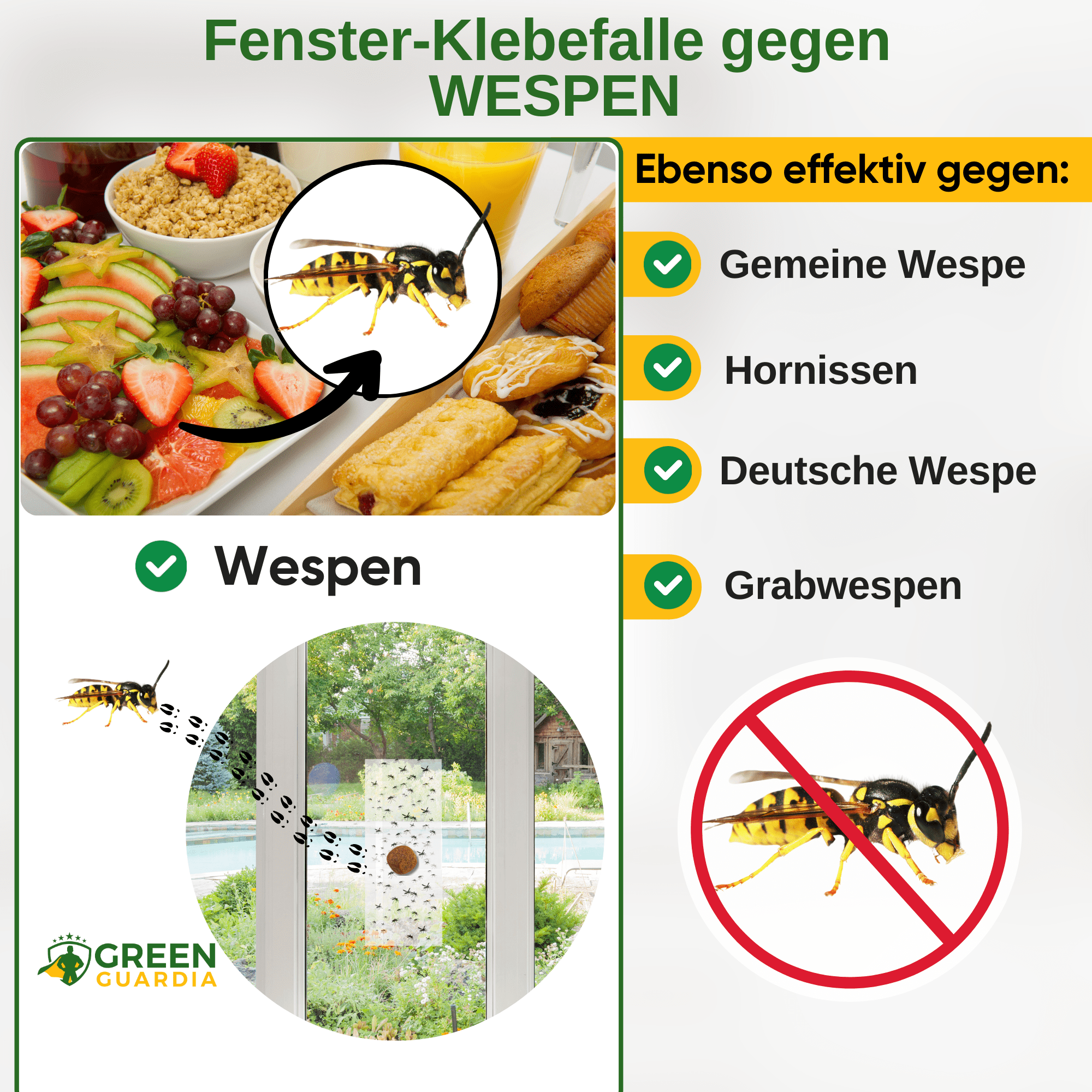 Wespen Fenster - Falle mit Spezial - Lockstoff - Green Guardia - Ihr Experte für Schädlinge und Pflanzen